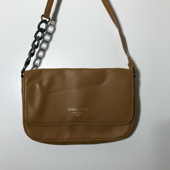 Kendall and Kylie, Small Cognac Brown Chain Shoulder Bag Purse - Picture 2 of 9